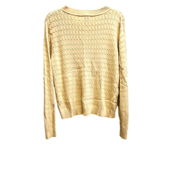 Falls Creek Women’s Beige/Tan Cable Knit Sweater LARGE 100% Cotton Made In Japan - Picture 2 of 4